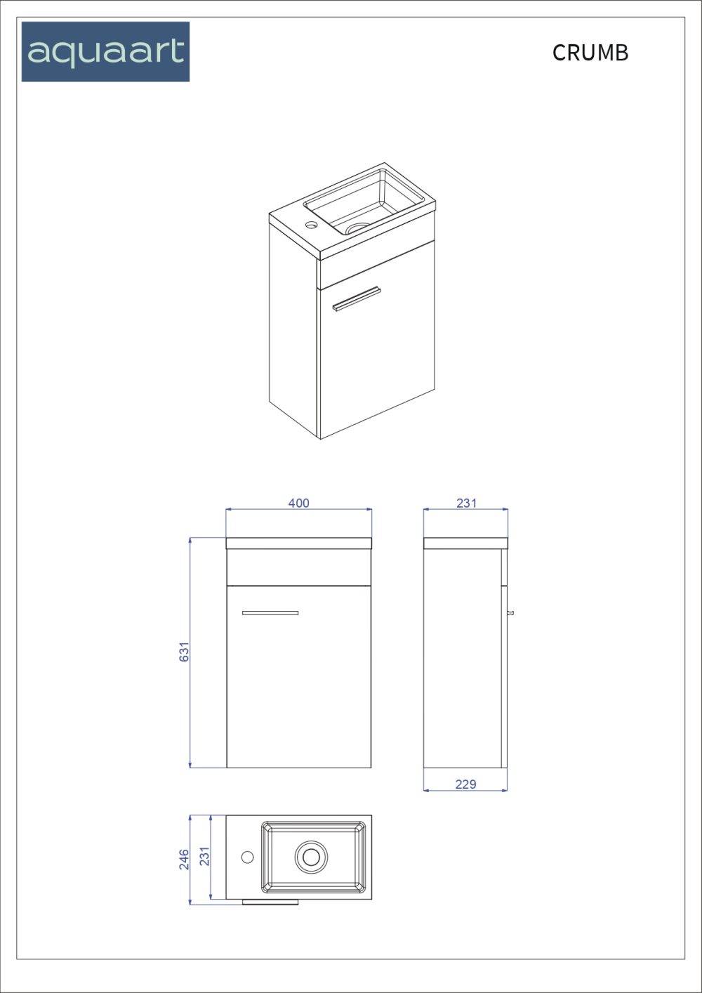 CRUMB 40 DONJI KUPAONSKI ORMARIĆ KRONBERG DESNI - Slika 2