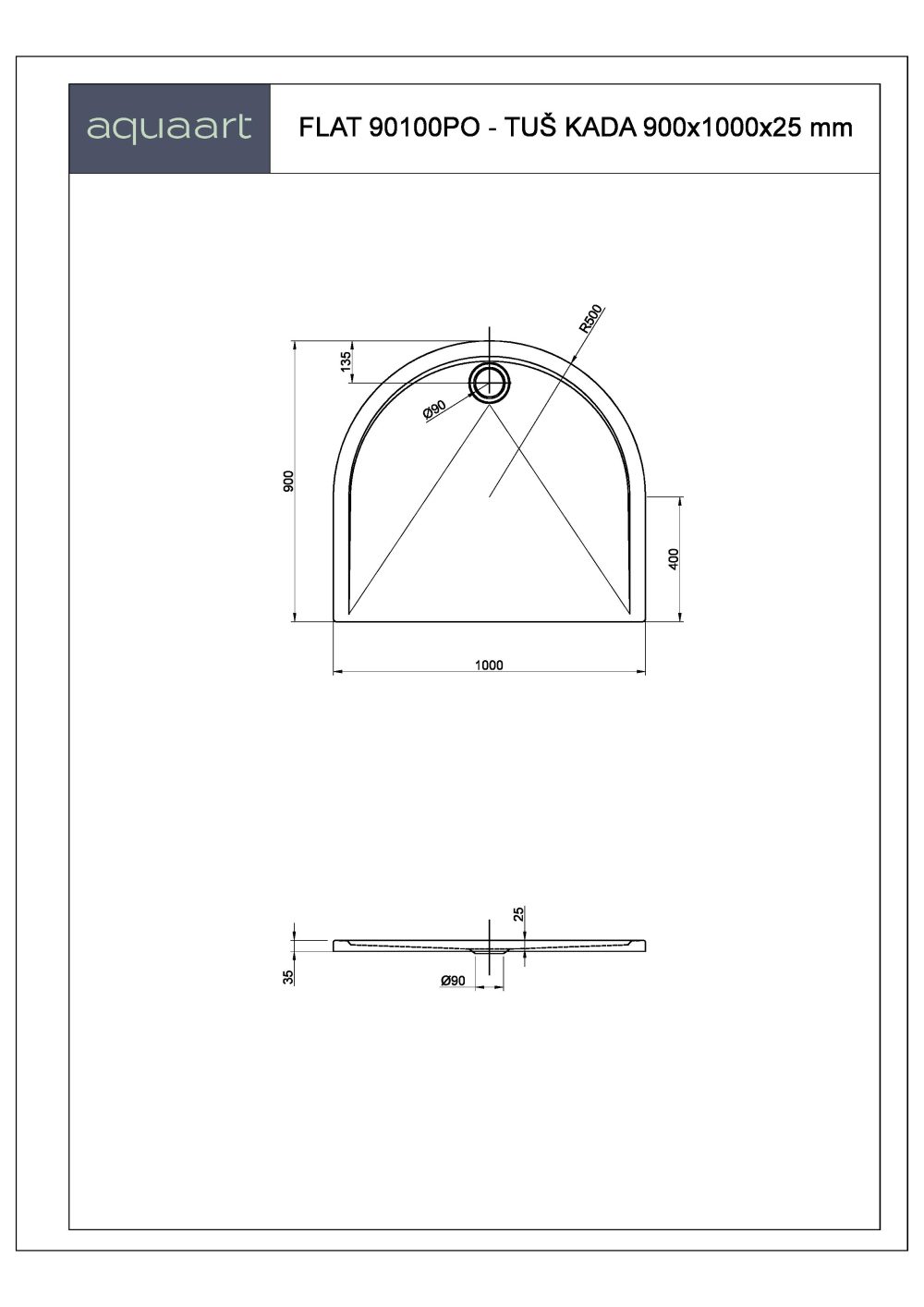 FLAT 90100 PO TUŠ KADA 900x1000 mm - Slika 2