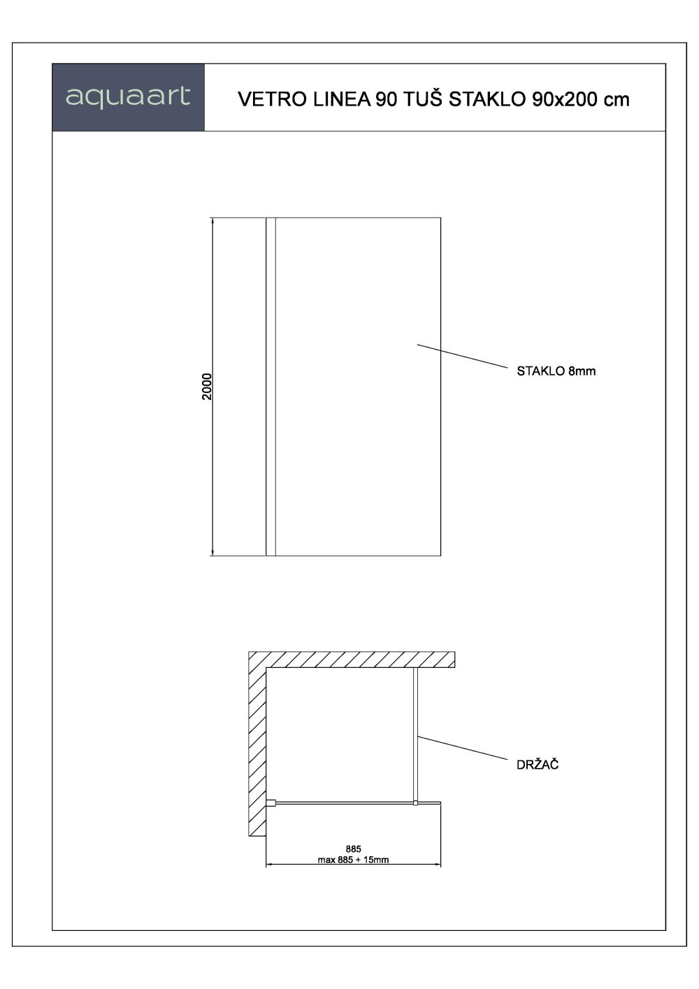 VETRO LINEA 90 TUŠ STIJENA 90x200 cm - Slika 3
