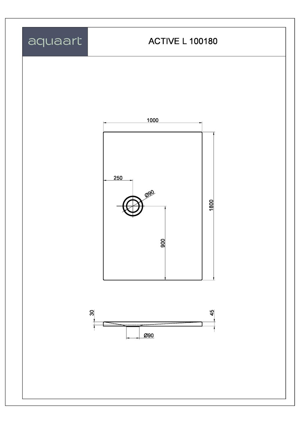 ACTIVE L 100180 TUŠ KADA 1000x1800 mm - Slika 2
