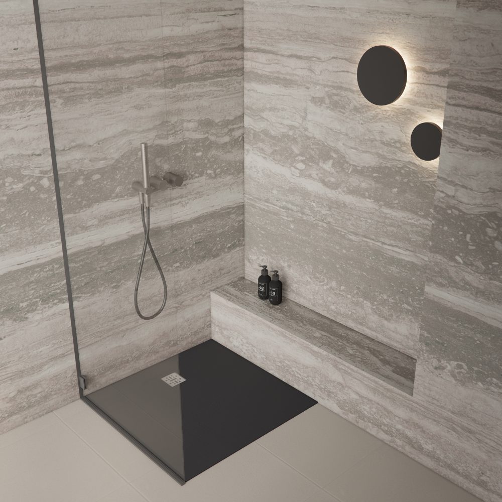 BOLD S CRNA 90 KV MINERALSOLID TUŠ KADA 900x900x30 mm - Slika 2