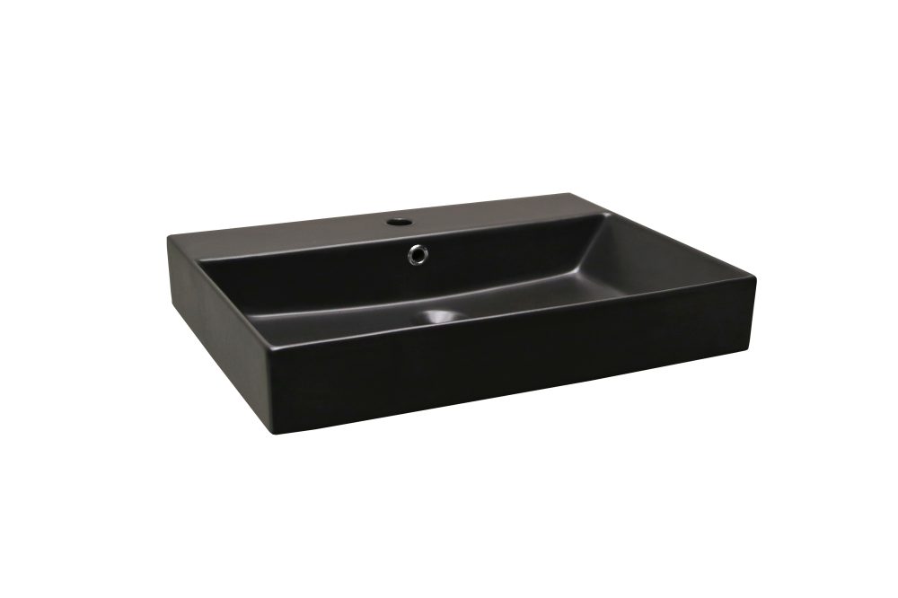 OLIVIA UGRADBENI KERAMIČKI UMIVAONIK CRNI MAT 600x455x100 mm - Slika 2