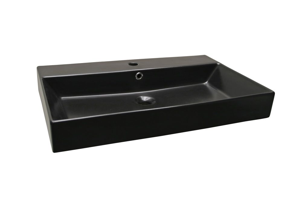 OLIVIA UGRADBENI KERAMIČKI UMIVAONIK CRNI MAT 700x455x100 mm - Slika 2