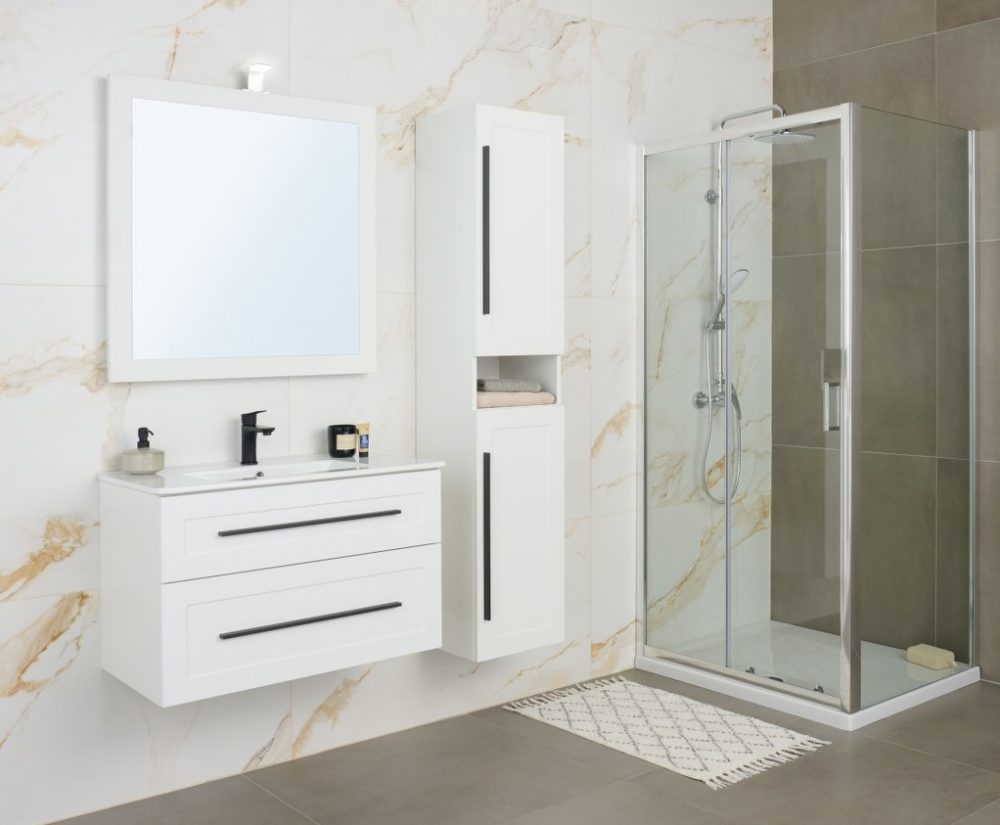 ETERNITY 170 VOV BOČNI KUPAONSKI ORMARIĆ BIJELI MAT CRNA RUČKICA - Slika 2