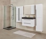 SHARP 70 DONJI KUPAONSKI ORMARIĆ BIJELI SJAJ CRNA RUČKICA - Slika 3