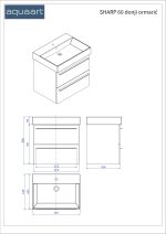 SHARP 60 DONJI KUPAONSKI ORMARIĆ HRAST NATURAL ZLATNA RUČKICA - Slika 4