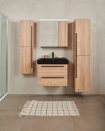 SHARP 60 DONJI KUPAONSKI ORMARIĆ HRAST NATURAL CRNA RUČKICA - Slika 2