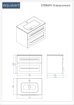 ETERNITY 70 DONJI KUPAONSKI ORMARIĆ KAŠMIR ZLATNA RUČKICA - Slika 2