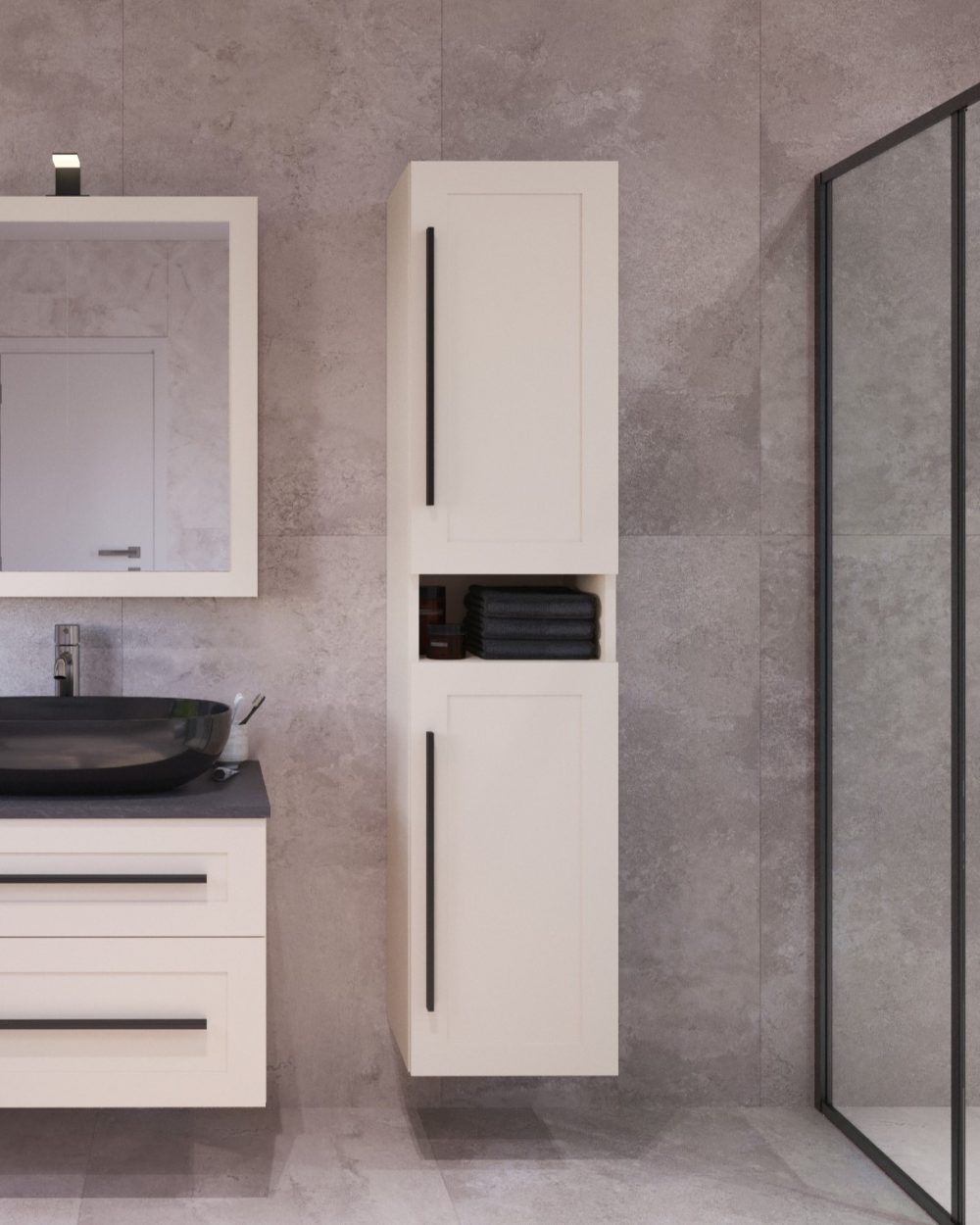 ETERNITY 170 VOV BOČNI KUPAONSKI ORMARIĆ KAŠMIR CRNA RUČKICA - Slika 2