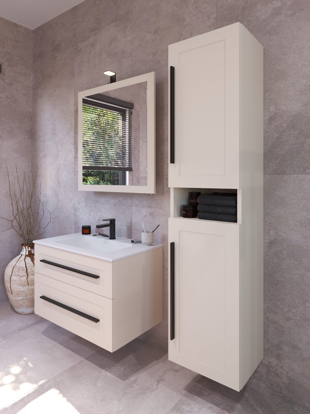 ETERNITY 170 VOV BOČNI KUPAONSKI ORMARIĆ KAŠMIR CRNA RUČKICA - Slika 3