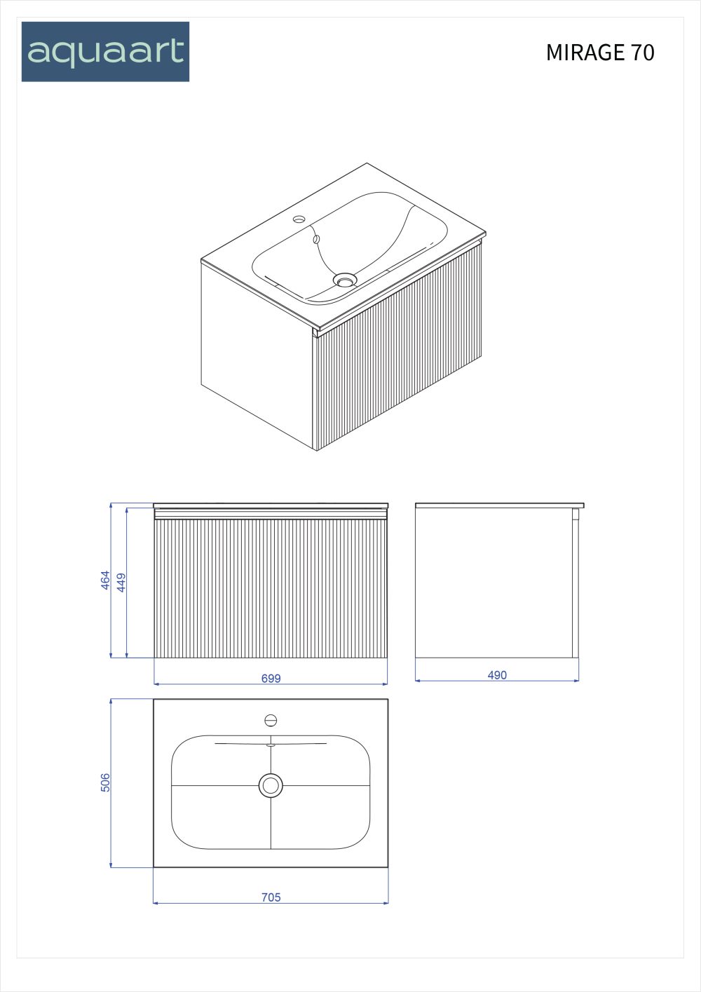 MIRAGE 70 DONJI KUPAONSKI ORMARIĆ KAŠMIR CRNA RUČKICA - Slika 6