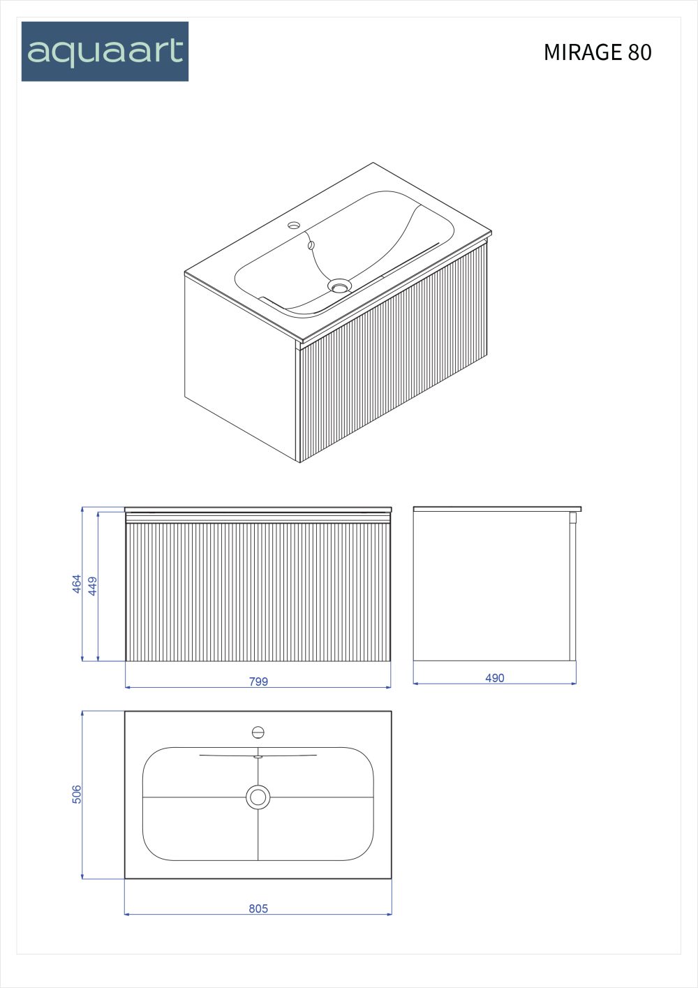 MIRAGE 80 DONJI KUPAONSKI ORMARIĆ KAŠMIR CRNA RUČKICA - Slika 6