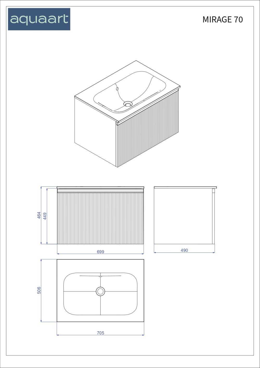 MIRAGE 70 DONJI KUPAONSKI ORMARIĆ BIJELI MAT CRNA RUČKICA - Slika 7