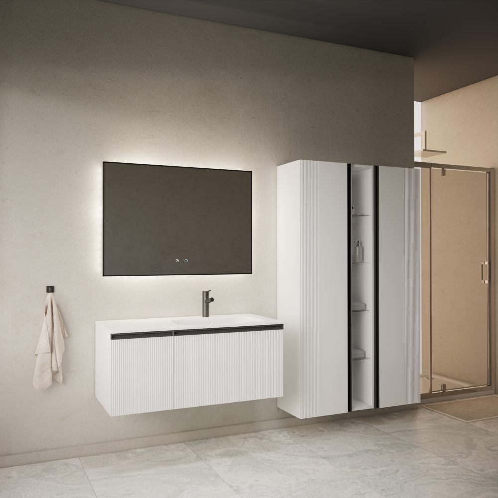 MIRAGE 100 DONJI KUPAONSKI ORMARIĆ BIJELI MAT CRNA RUČKICA - Slika 3