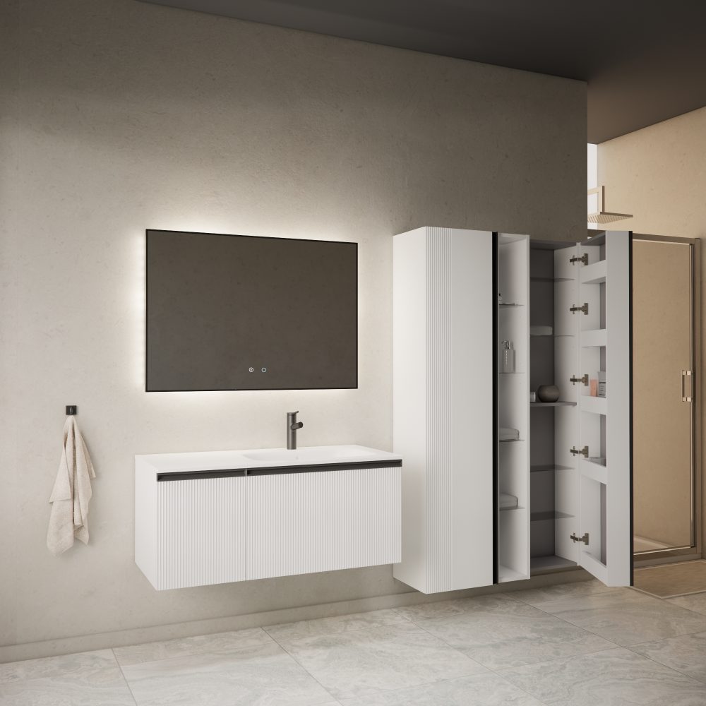 MIRAGE 100 DONJI KUPAONSKI ORMARIĆ BIJELI MAT CRNA RUČKICA - Slika 4