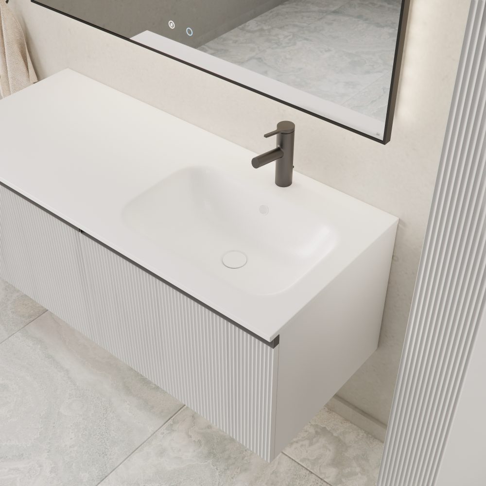 MIRAGE 120 DONJI KUPAONSKI ORMARIĆ DESNI BIJELI MAT CRNA RUČKICA - Slika 7