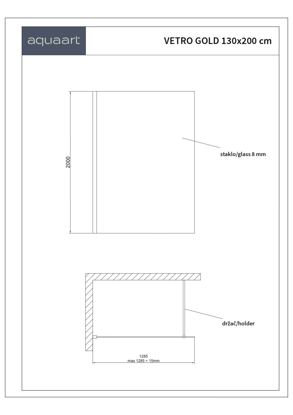 VETRO GOLD TRS 130 TUŠ STIJENA 130x200 cm - Slika 2