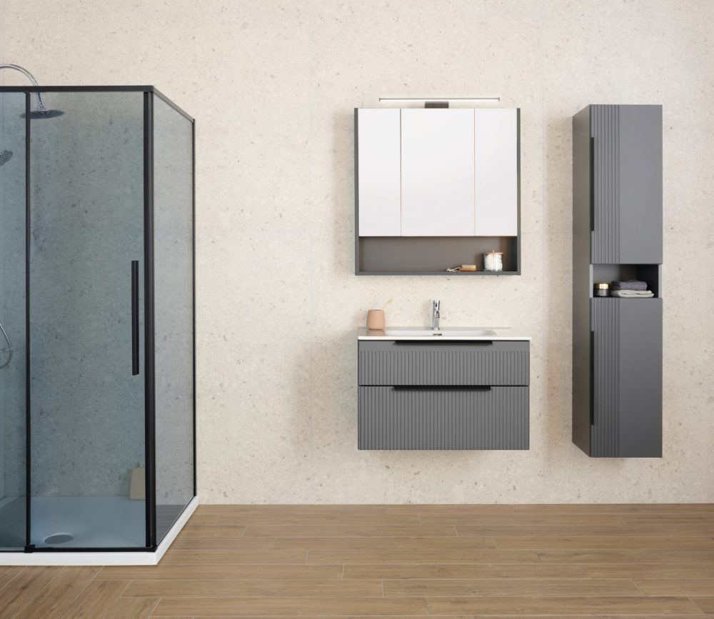 MIRIAD 100 GORNJI KUPAONSKI ORMARIĆ GRAFIT SUPERMAT - Slika 2