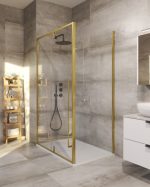 TK MALAGA 80120 BRUSHED GOLD PRAVOKUTNA TUŠ KABINA 80X120X195 cm