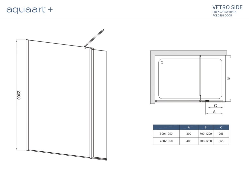 VETRO SIDE CHROME TRS 30 PREKLOPNA VRATA ZA VETRO 30X200 cm - Slika 4