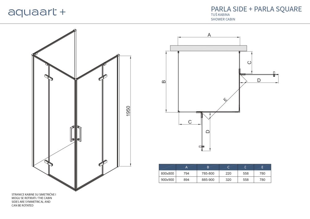 S PARLA SIDE 90 CHROME 90X195 cm STAKLENA STRANICA - Slika 4