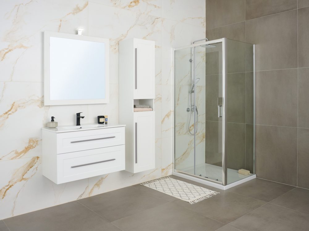 ETERNITY 70 DONJI KUPAONSKI ORMARIĆ BIJELI MAT SREBRNA RUČKICA - Slika 2