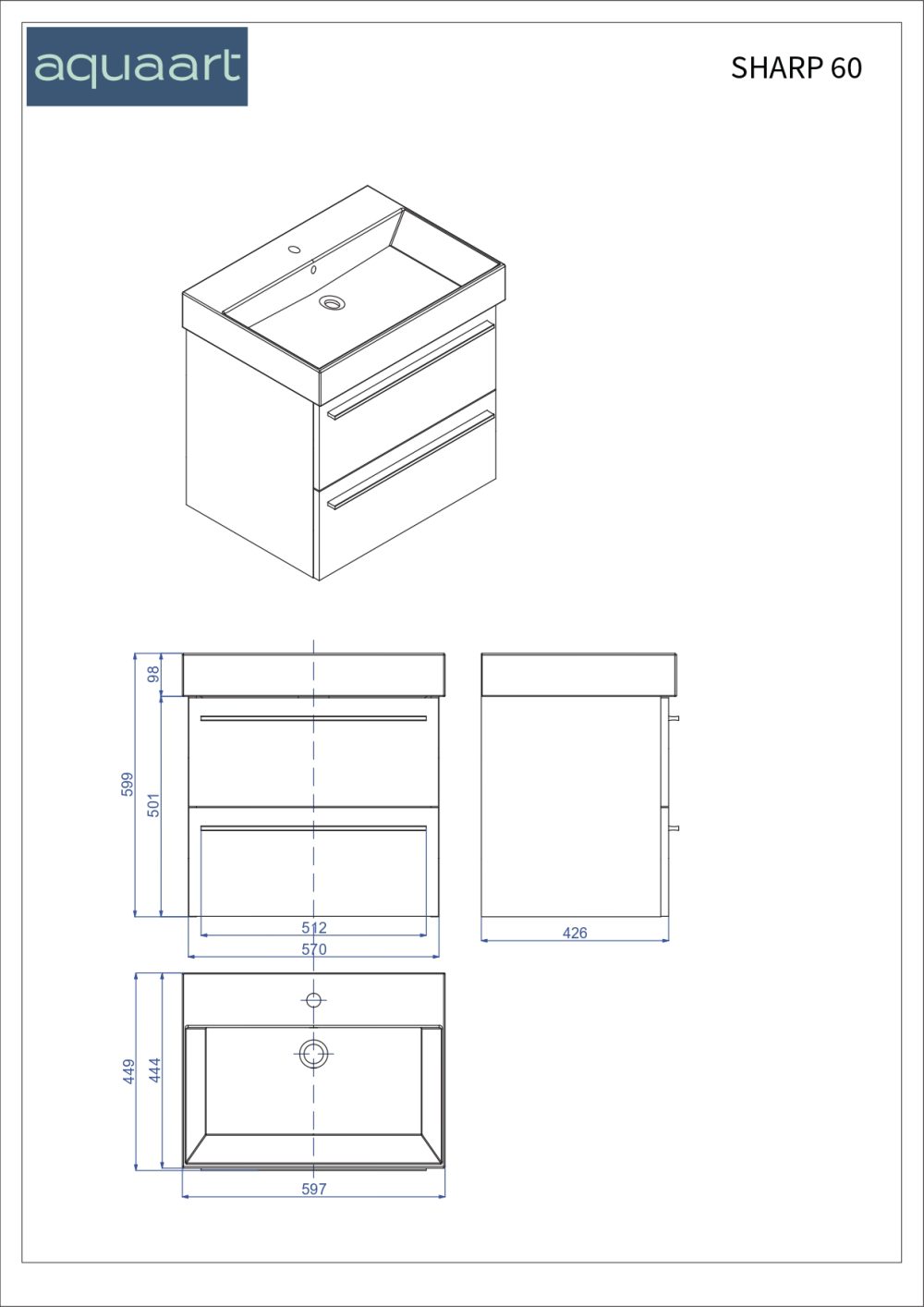 SHARP 60 DONJI KUPAONSKI ORMARIĆ BIJELI SJAJ SREBRNA RUČKICA - Slika 2