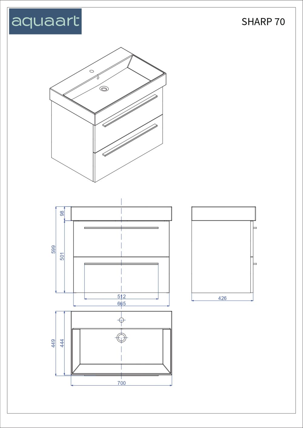 SHARP 70 DONJI KUPAONSKI ORMARIĆ BIJELI SJAJ SREBRNA RUČKICA - Slika 2