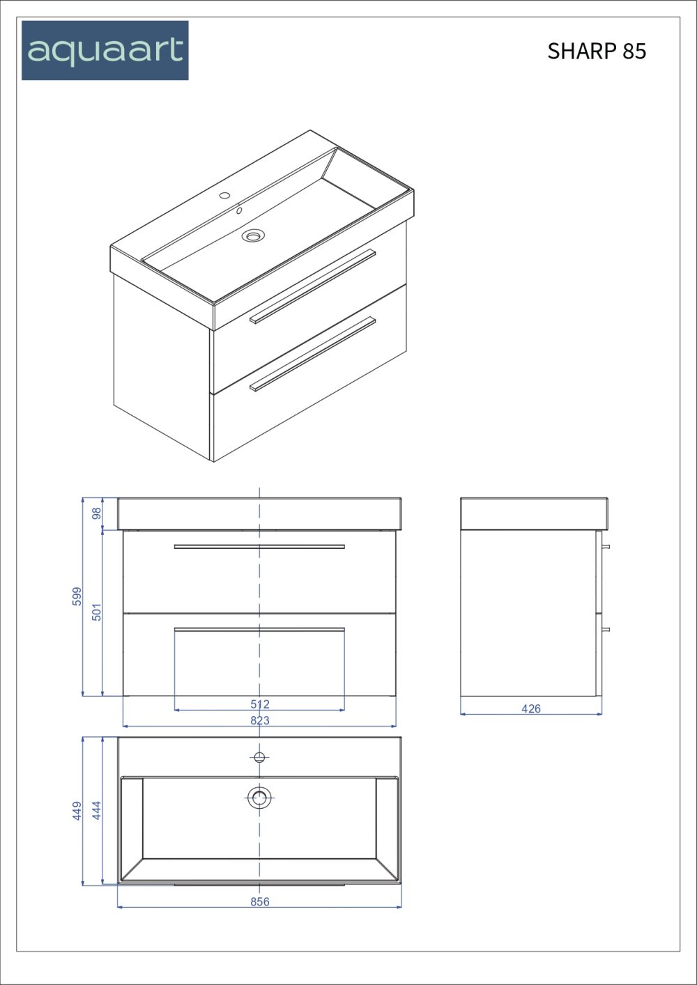 SHARP 85 DONJI KUPAONSKI ORMARIĆ HRAST NATURAL SREBRNA RUČKICA - Slika 2