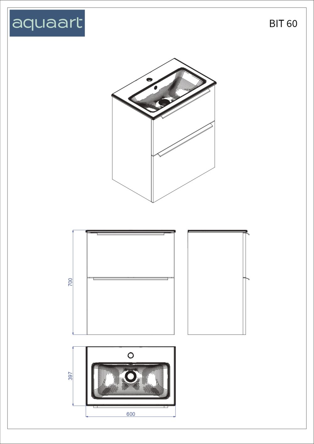 BIT 60 DONJI KUPAONSKI ORMARIĆ GRAFITNO SIVA - Slika 6