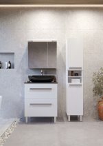 SARA 80 DONJI KUPAONSKI ORMARIĆ BIJELI SJAJ S PLOČOM SCIVARO ŠKRILJEVAC - Slika 2