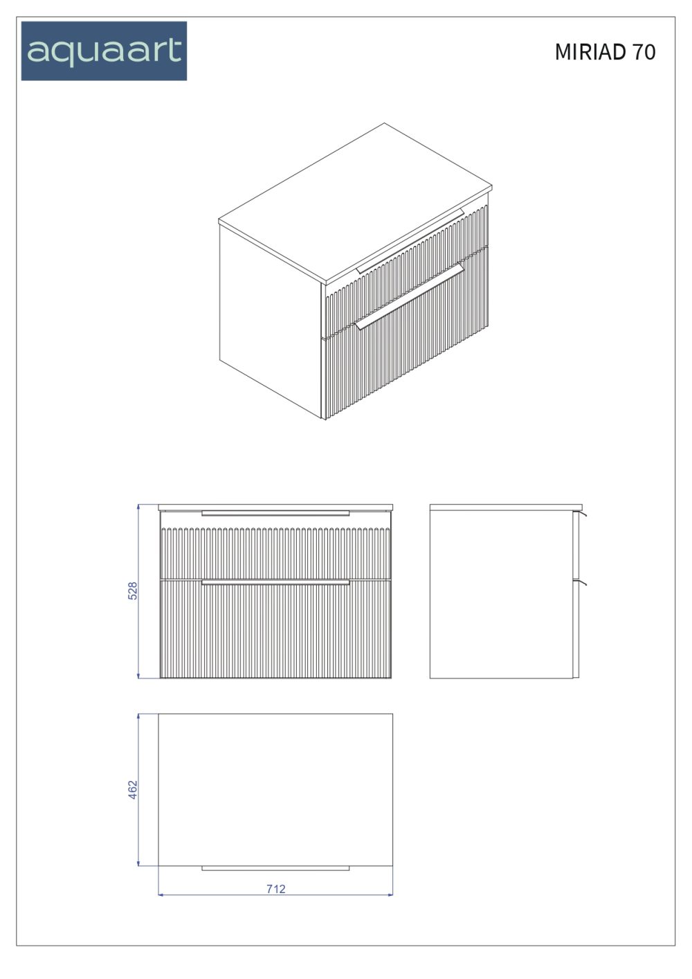 MIRIAD 70 DONJI KUPAONSKI ORMARIĆ GRAFIT SUPERMAT S PLOČOM CANDELA MRAMOR - Slika 6