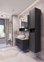 MIRIAD 100 DONJI KUPAONSKI ORMARIĆ GRAFIT SUPERMAT S PLOČOM CANDELA MRAMOR - Slika 3