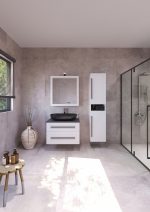 ETERNITY 70 DONJI KUPAONSKI ORMARIĆ BIJELI MAT CRNA RUČKICA S PLOČOM SCIVARO ŠKRILJEVAC - Slika 2