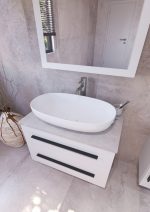 ETERNITY 70 DONJI KUPAONSKI ORMARIĆ BIJELI MAT CRNA RUČKICA S PLOČOM CANDELA MRAMOR - Slika 3