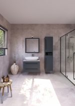 ETERNITY 70 DONJI KUPAONSKI ORMARIĆ GRAFIT SUPERMAT CRNA RUČKICA S PLOČOM CANDELA MRAMOR - Slika 2