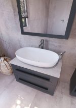 ETERNITY 70 DONJI KUPAONSKI ORMARIĆ GRAFIT SUPERMAT CRNA RUČKICA S PLOČOM CANDELA MRAMOR - Slika 3