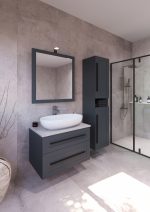 ETERNITY 70 DONJI KUPAONSKI ORMARIĆ GRAFIT SUPERMAT CRNA RUČKICA S PLOČOM CANDELA MRAMOR - Slika 4