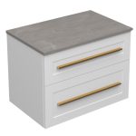 ETERNITY 70 DONJI KUPAONSKI ORMARIĆ BIJELI MAT ZLATNA RUČKICA S PLOČOM CANDELA MRAMOR