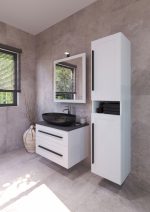 ETERNITY 80 DONJI KUPAONSKI ORMARIĆ BIJELI MAT CRNA RUČKICA S PLOČOM SCIVARO ŠKRILJEVAC - Slika 5