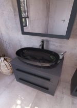 ETERNITY 80 DONJI KUPAONSKI ORMARIĆ GRAFIT SUPERMAT CRNA RUČKICA S PLOČOM SCIVARO ŠKRILJEVAC - Slika 3