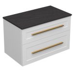 ETERNITY 80 DONJI KUPAONSKI ORMARIĆ BIJELI MAT ZLATNA RUČKICA S PLOČOM SCIVARO ŠKRILJEVAC