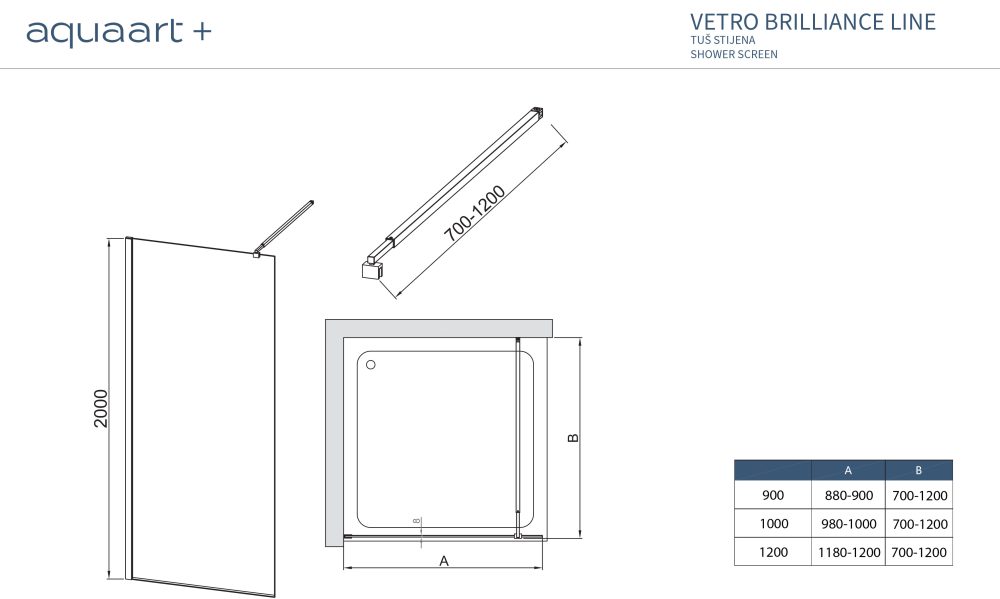 VETRO BRILLIANCE LINE 100 TUŠ STIJENA CHROME 100x200cm - Slika 4