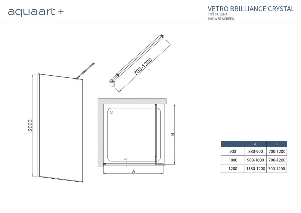 VETRO BRILLIANCE CRYSTAL 100 BLACK TUŠ STIJENA 100x200cm - Slika 5
