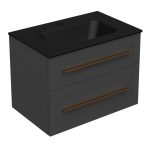 ETERNITY 70 DONJI KUPAONSKI ORMARIĆ GRAFIT SUPERMAT ZLATNA RUČKICA (CRNI UMIVAONIK)