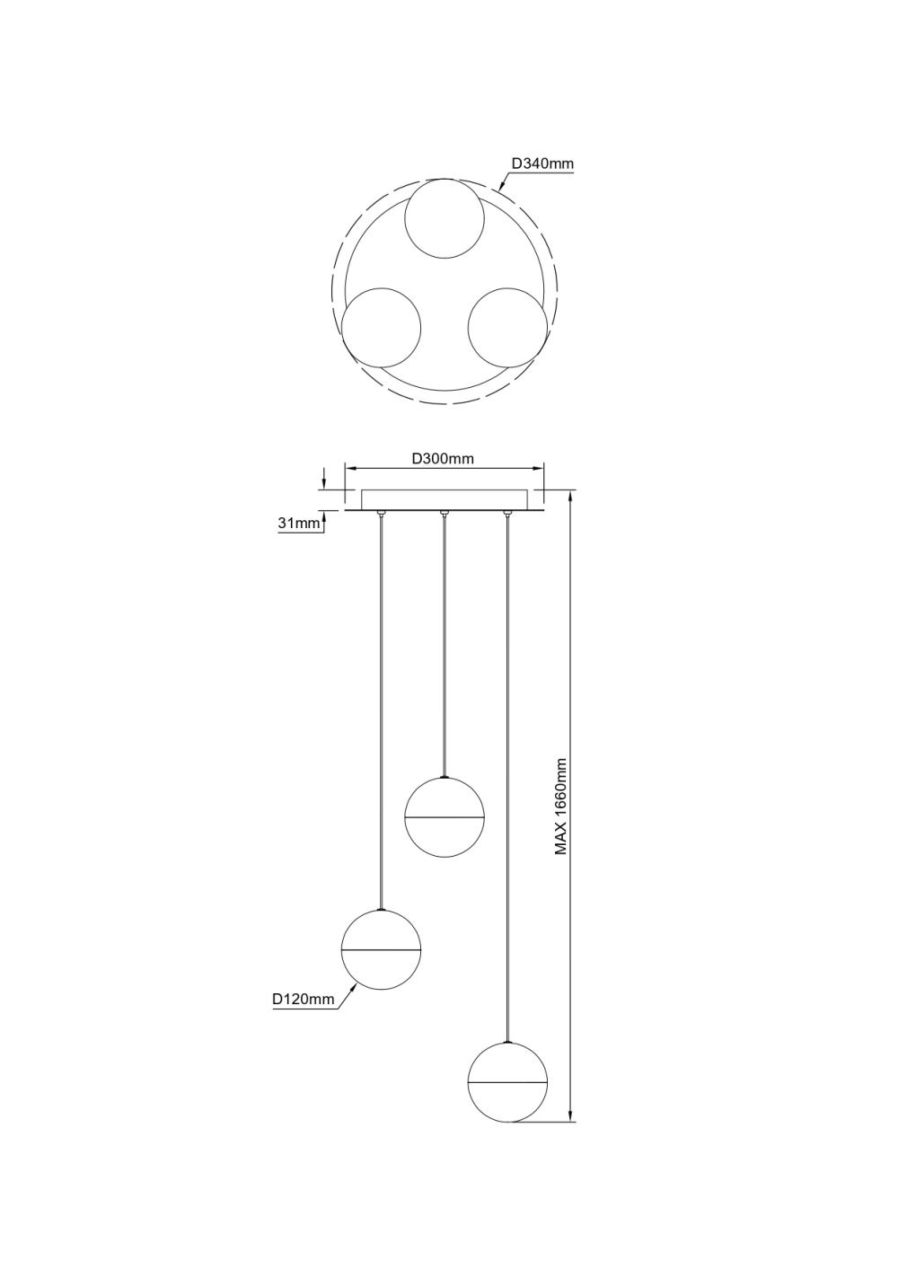LED VISEĆA SVJETILJKA LUMINIS 3 D340 19W 760lm 3000K IP20 BLACK CHROME - Slika 3